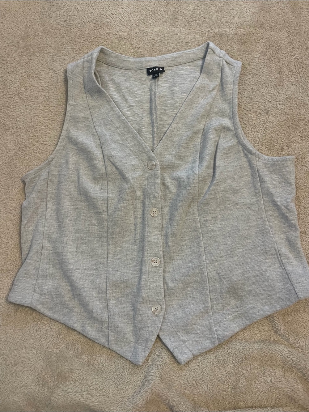 torrid Heather Gray V-Neck Button Front Knit Vest top